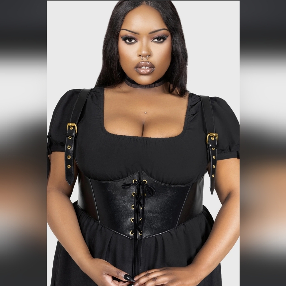 Killstar Black Corset Belt with Gold Accents - Picture 5 of 7